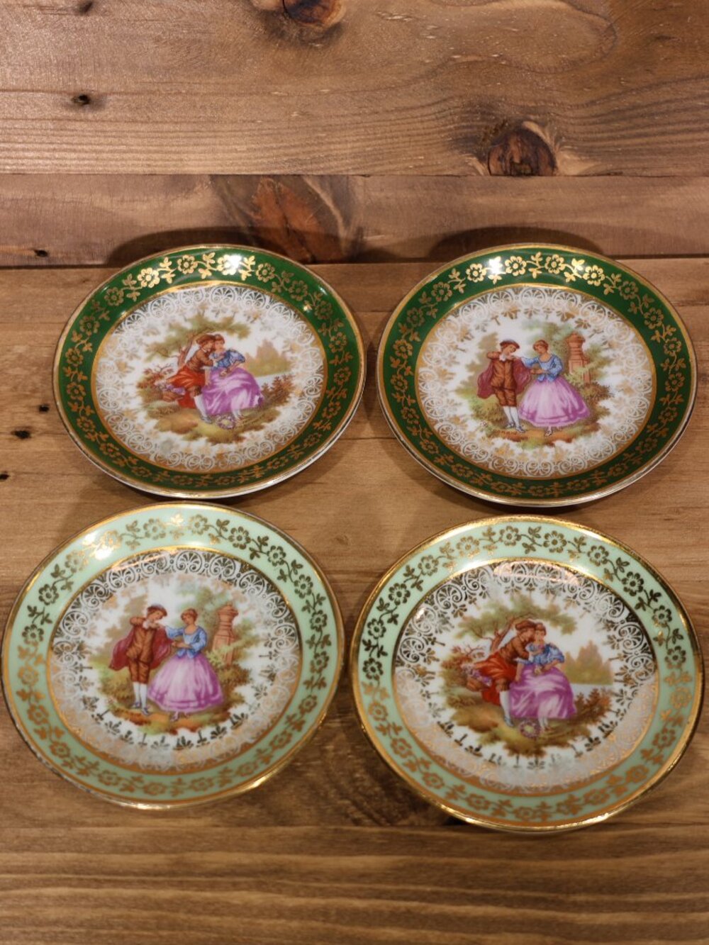 Limoges France Miniature Plate Courting Couple Set Of 4